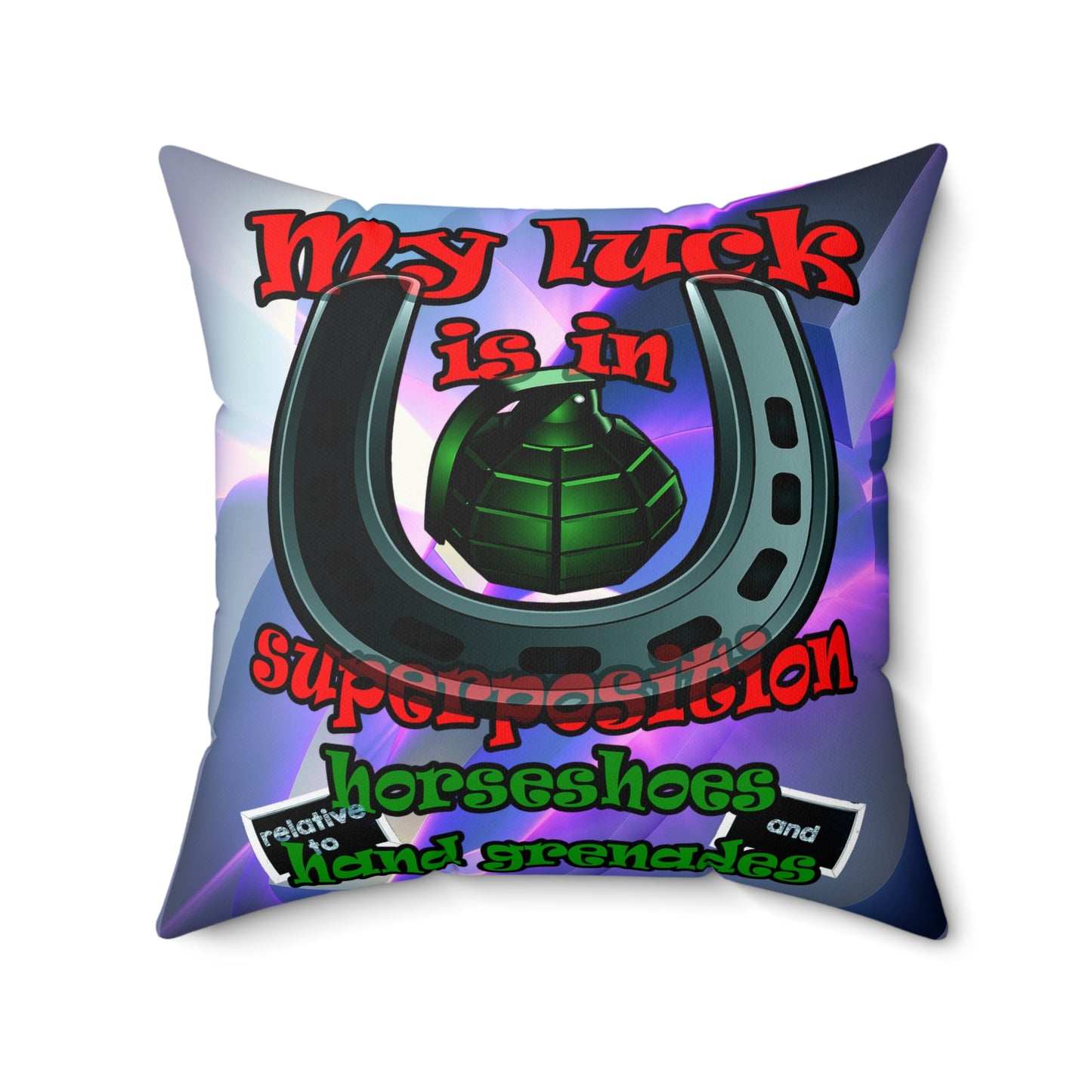 my luck - Spun Polyester Square Pillow - (grey-pink wave)