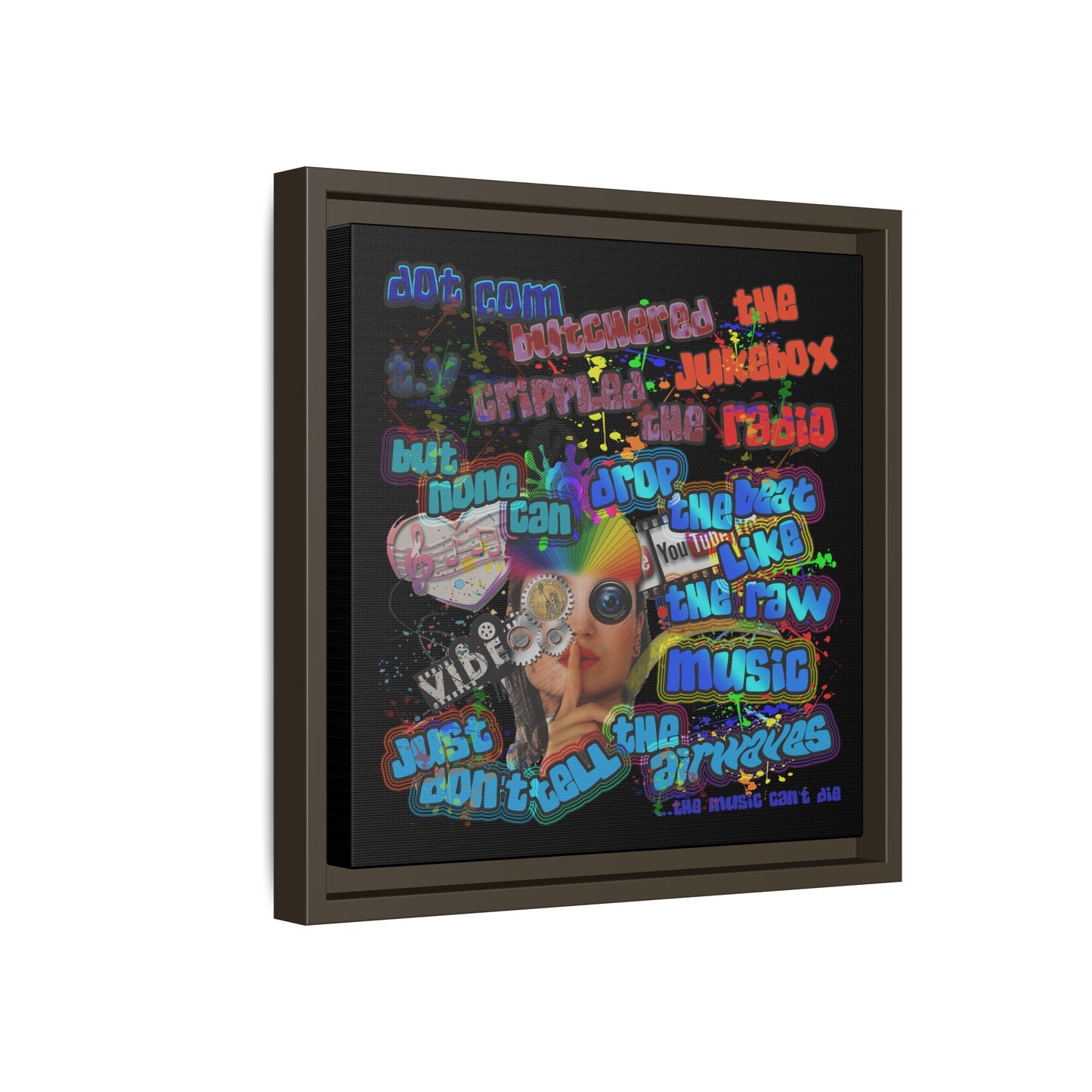 drop the beat - framed canvas art (black)