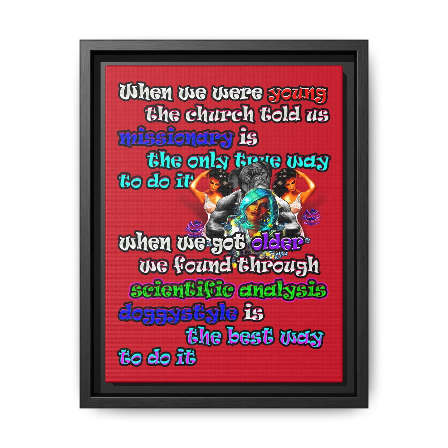 doggystyle - framed canvas art (dark red)