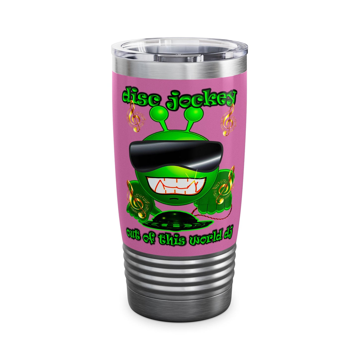 disc jockey - Ringneck Tumbler, 20oz (light pink)