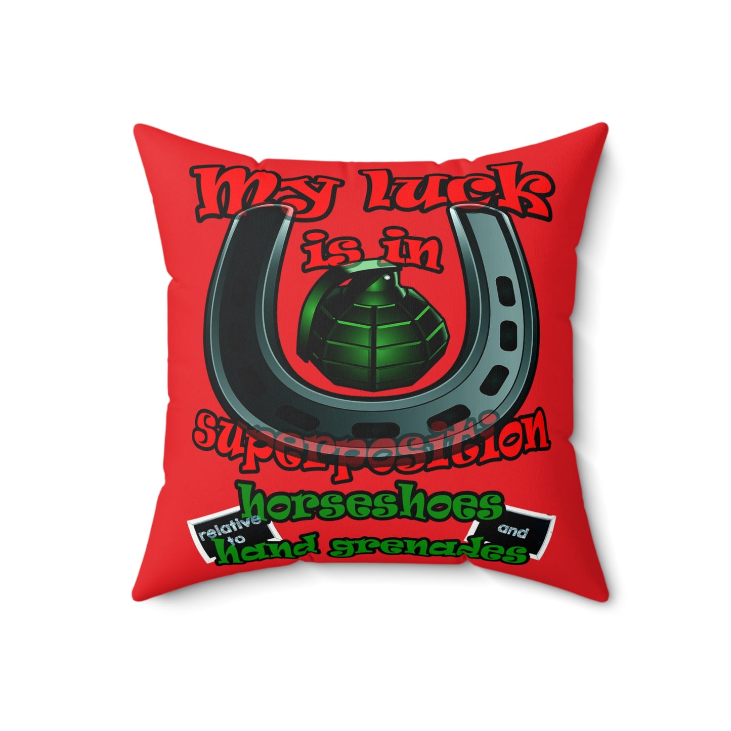 my luck - Faux Suede Square Pillow - (red)