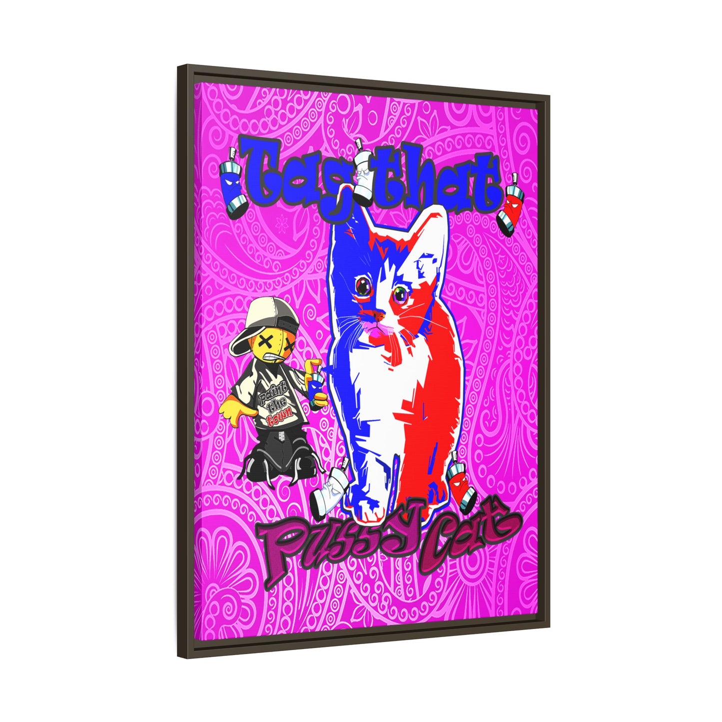 tag that - framed canvas art (pink swirl)