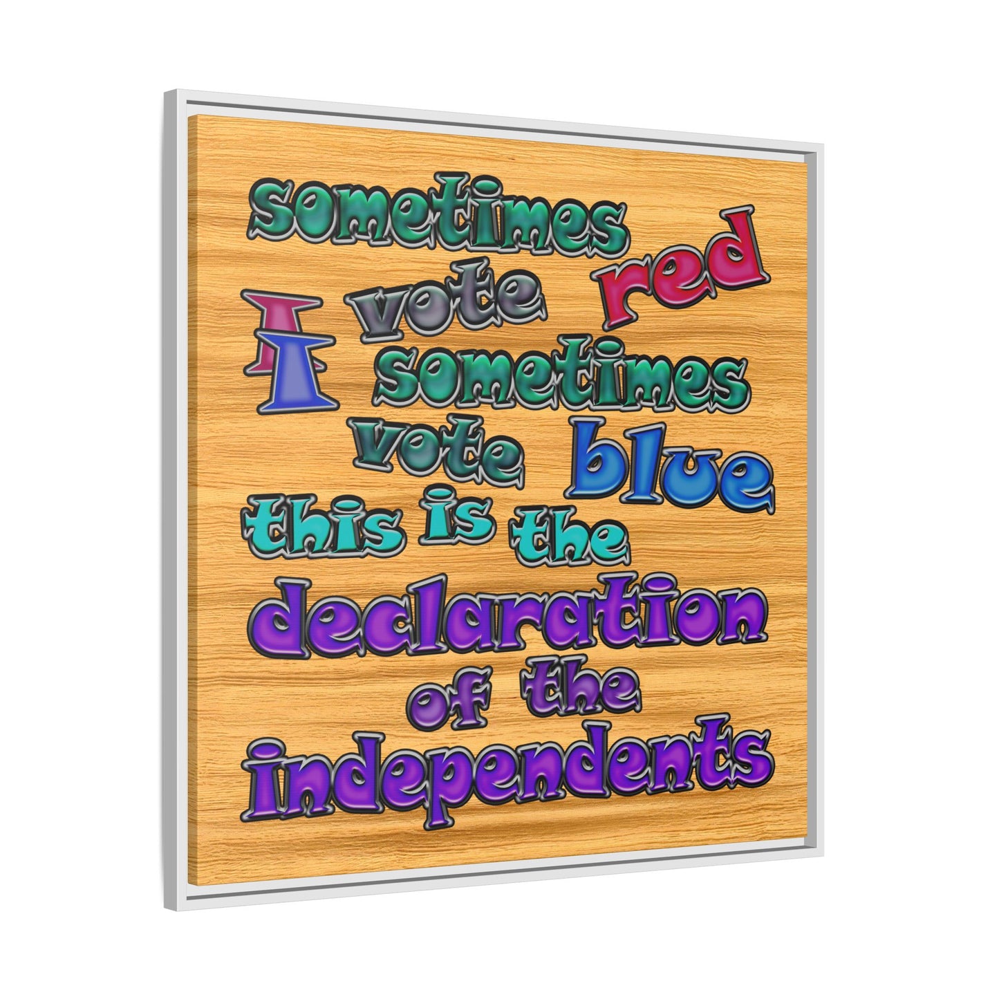 declaration of the independents - framed canvas art (butterscotch wood finish)