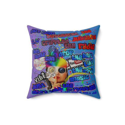 drop the beat - Faux Suede Square Pillow - (light blue-purple wave)