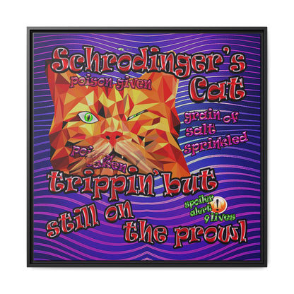 schrodinger's cat - framed canvas art (purple wave)