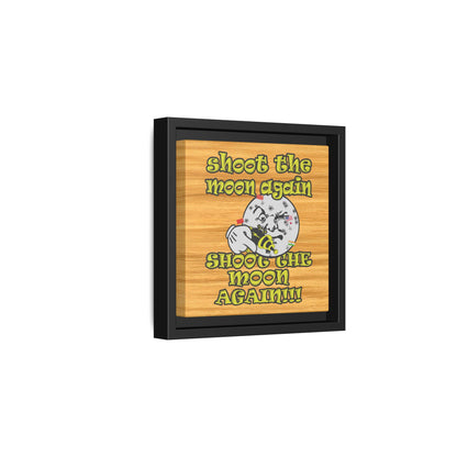 shoot the moon again - framed canvas art (butterscotch wood finish)