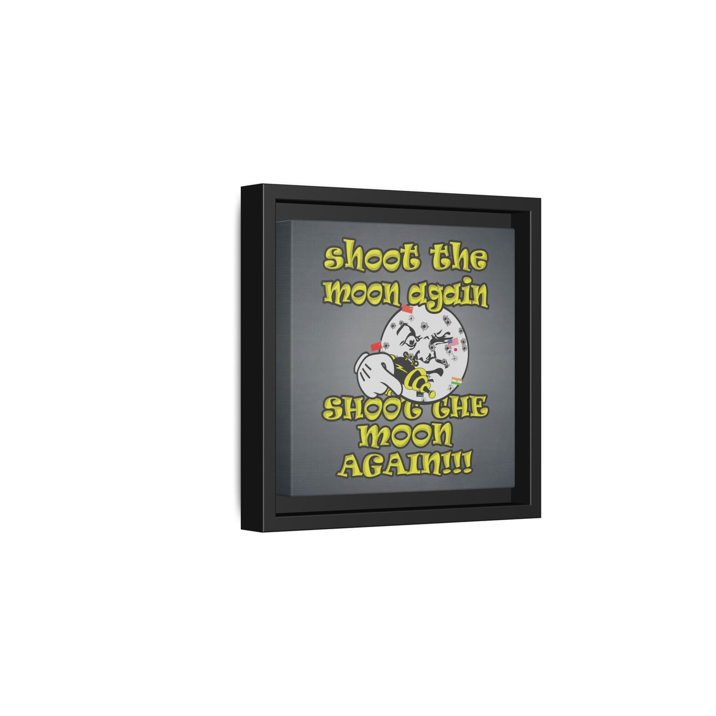 shoot the moon again - framed canvas art (grey-light grey)