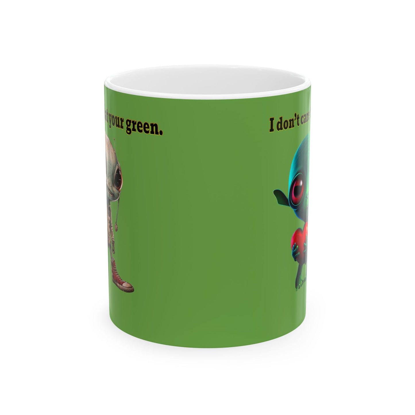 I don't care that your grey - White Mug (green)