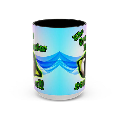 green monster - Accent Mug (light blue-pink wave)