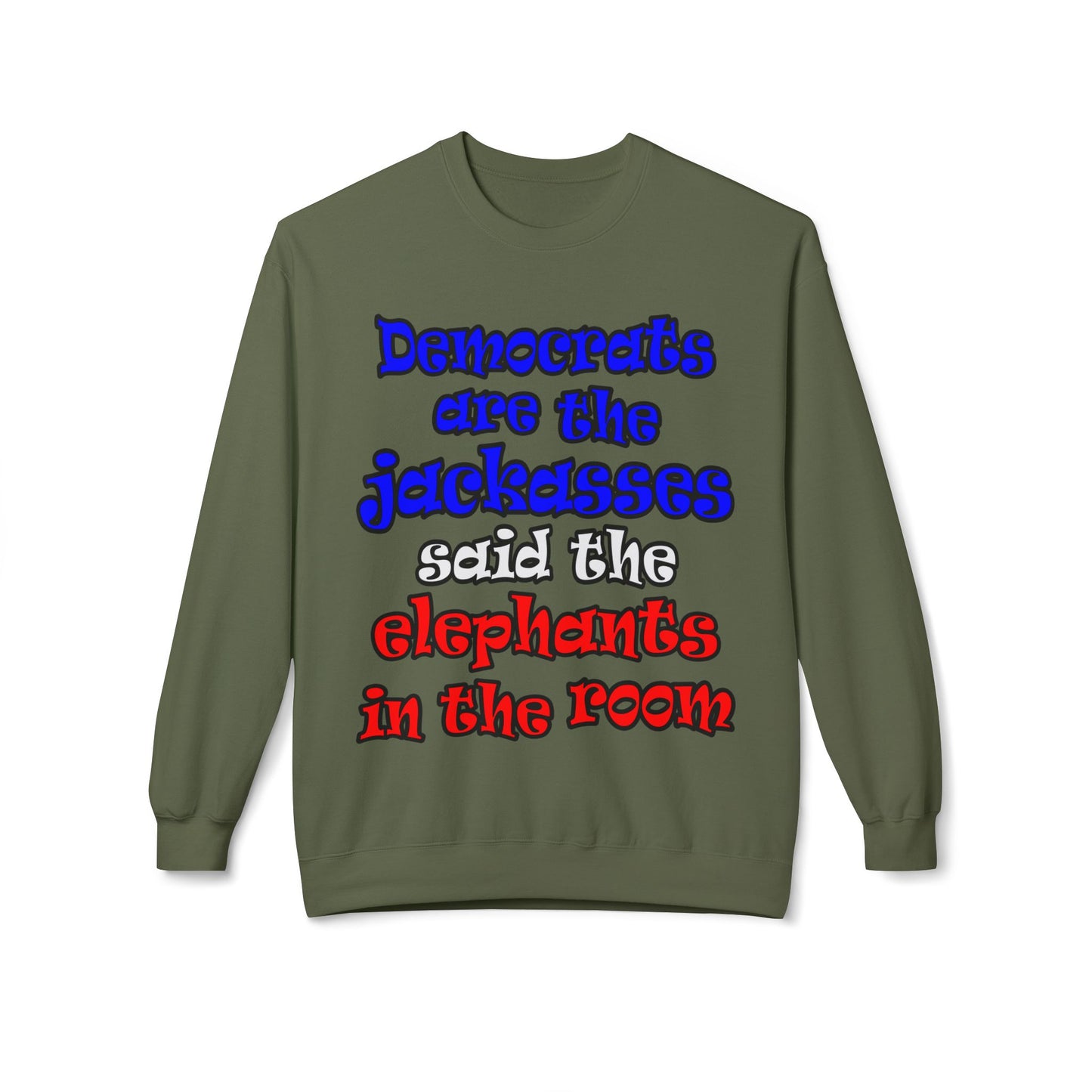 donkeys and elephants - Unisex Midweight Softstyle Fleece Crewneck Sweatshirt