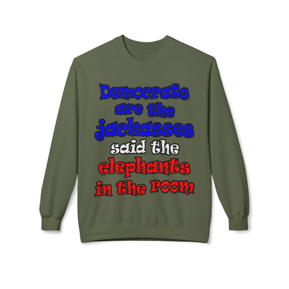 donkeys and elephants - Unisex Midweight Softstyle Fleece Crewneck Sweatshirt