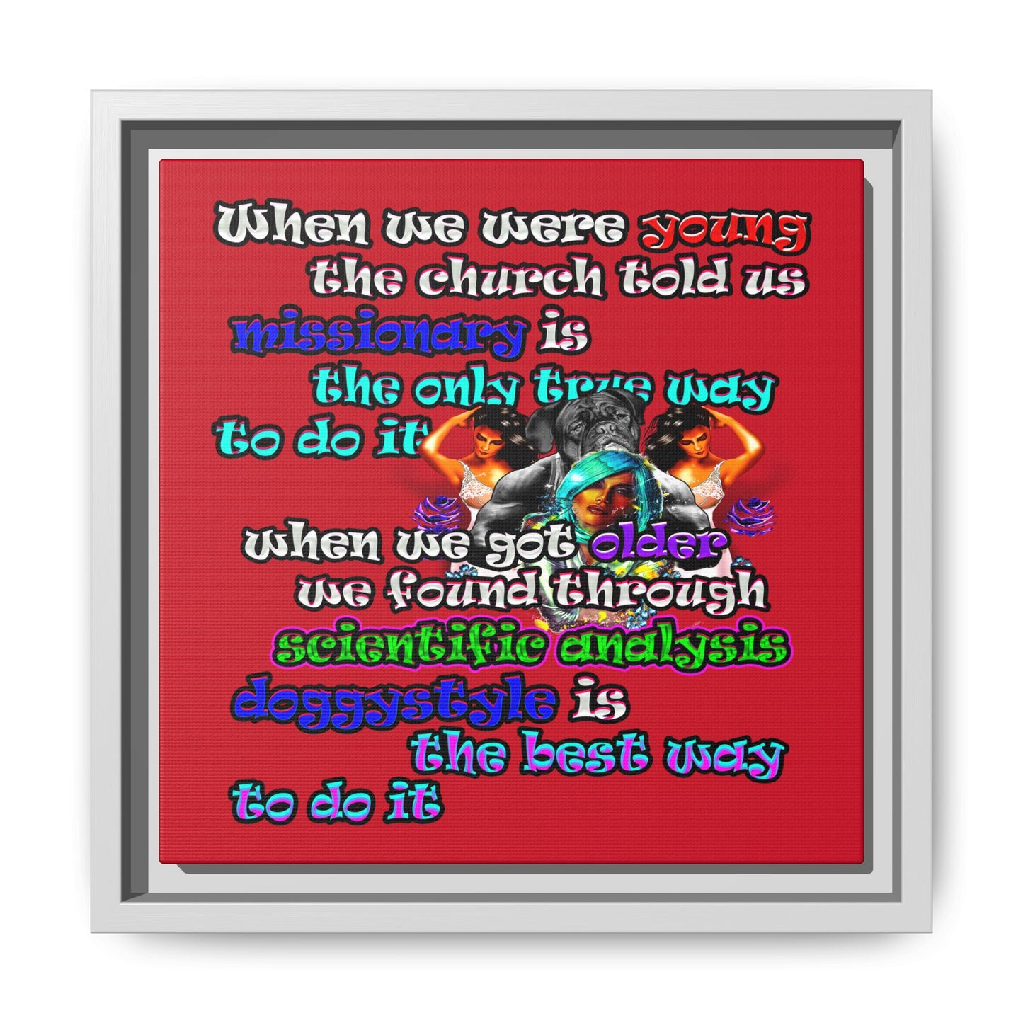 doggystyle - framed canvas art (dark red)