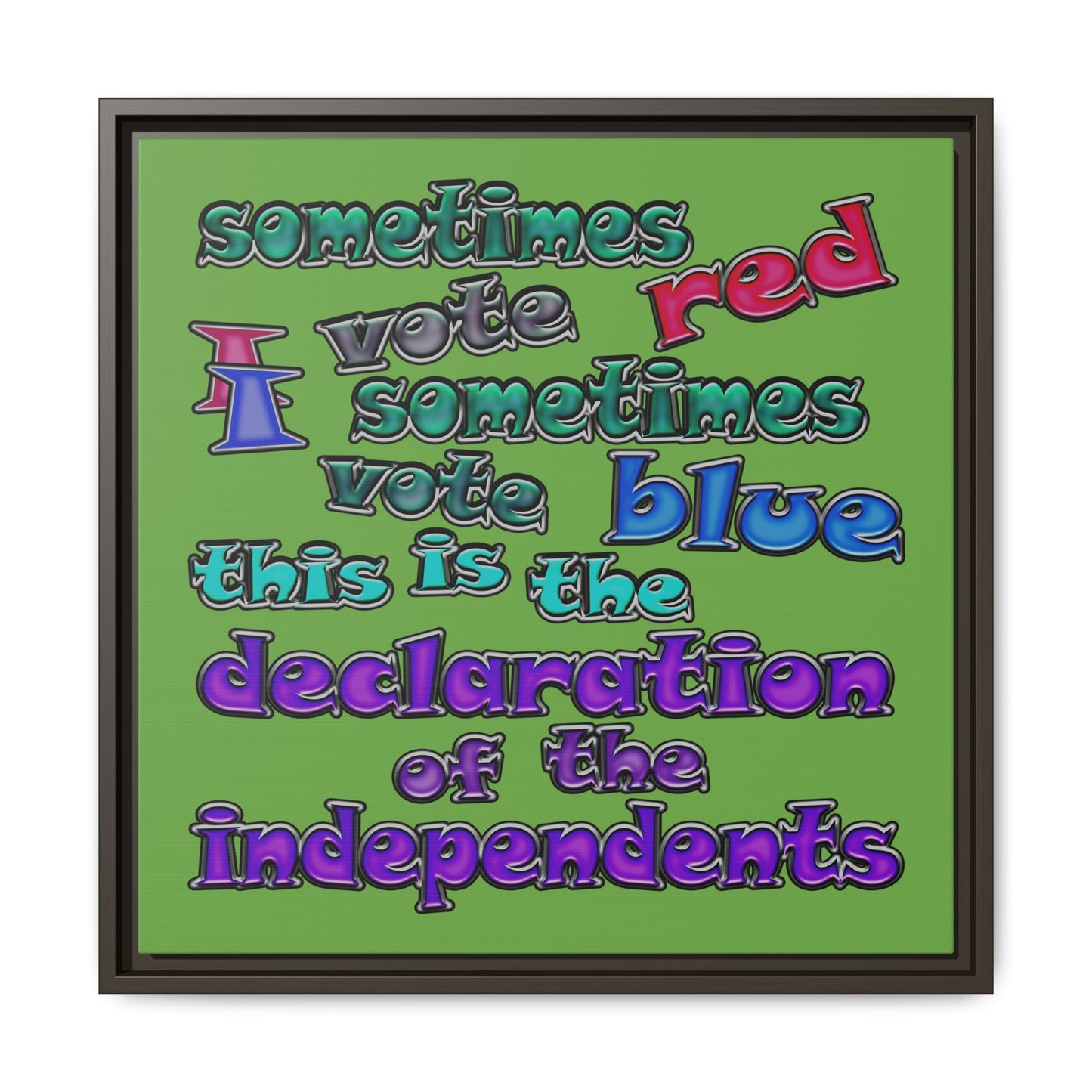 declaration of the independents - framed canvas art (green)
