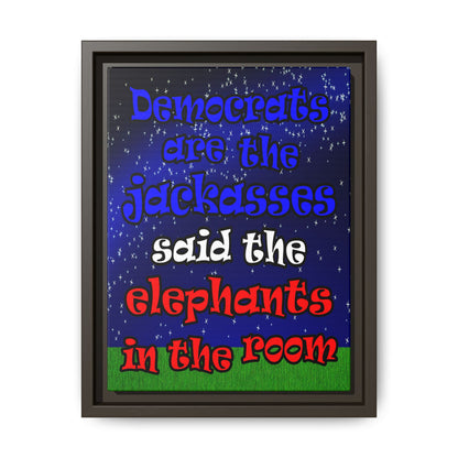 donkeys and elephants - framed canvas art ('snoops' background)