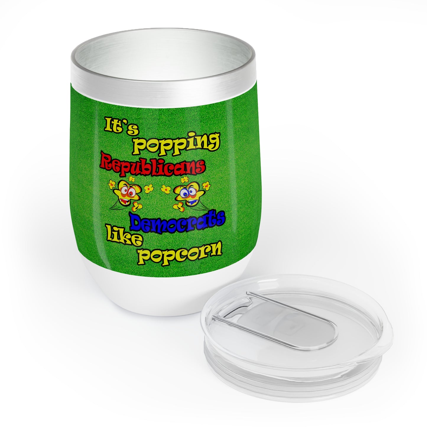 popping like popcorn - Chill Wine Tumbler (green turf)