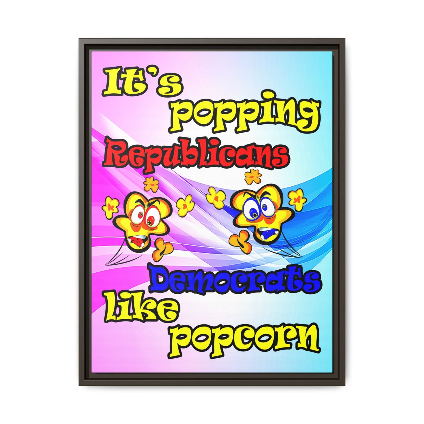 popping like popcorn - framed canvas art (light blue-pink wave)