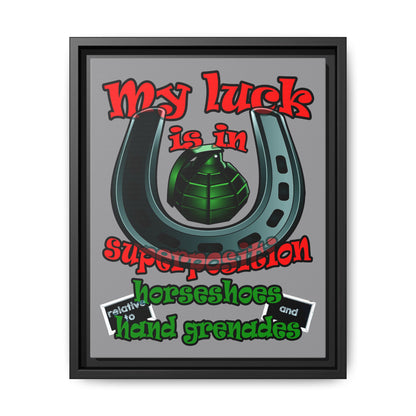 my luck - framed canvas art (grey)