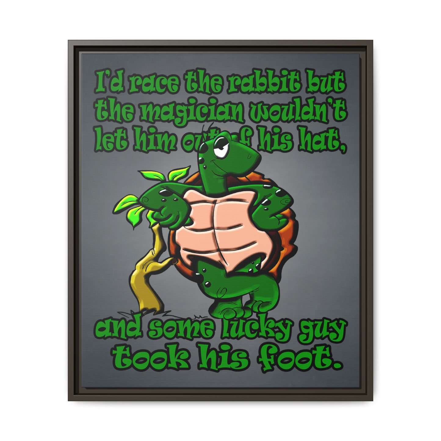 turtle race - framed canvas art (grey-light grey)