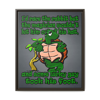 turtle race - framed canvas art (grey-light grey)