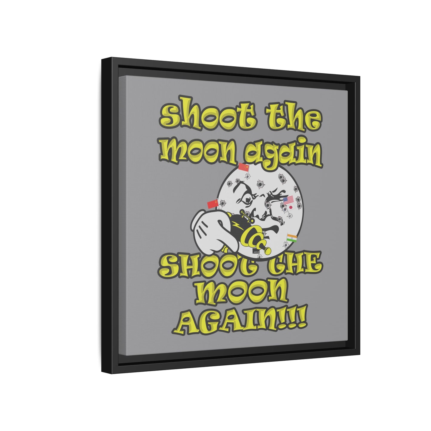 shoot the moon again - framed canvas art (grey)