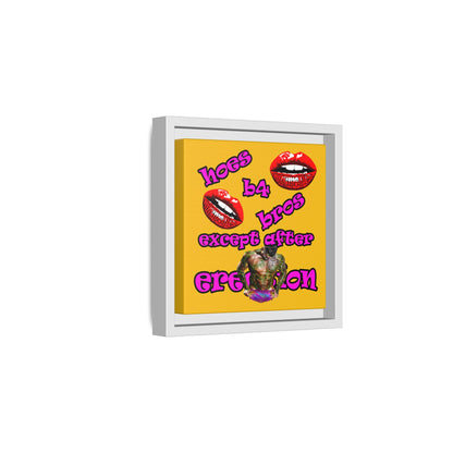 hoes b4 bros - framed canvas art (yellow)