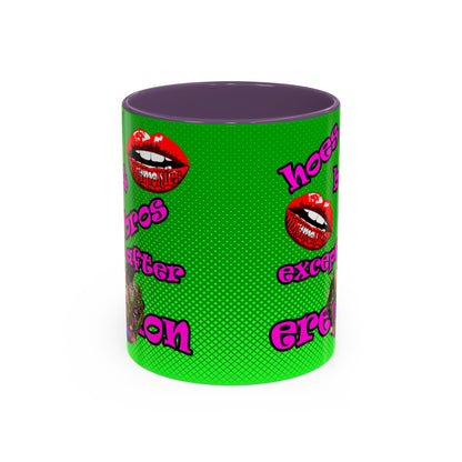hoes b4 bros - Accent Mug (logo green)