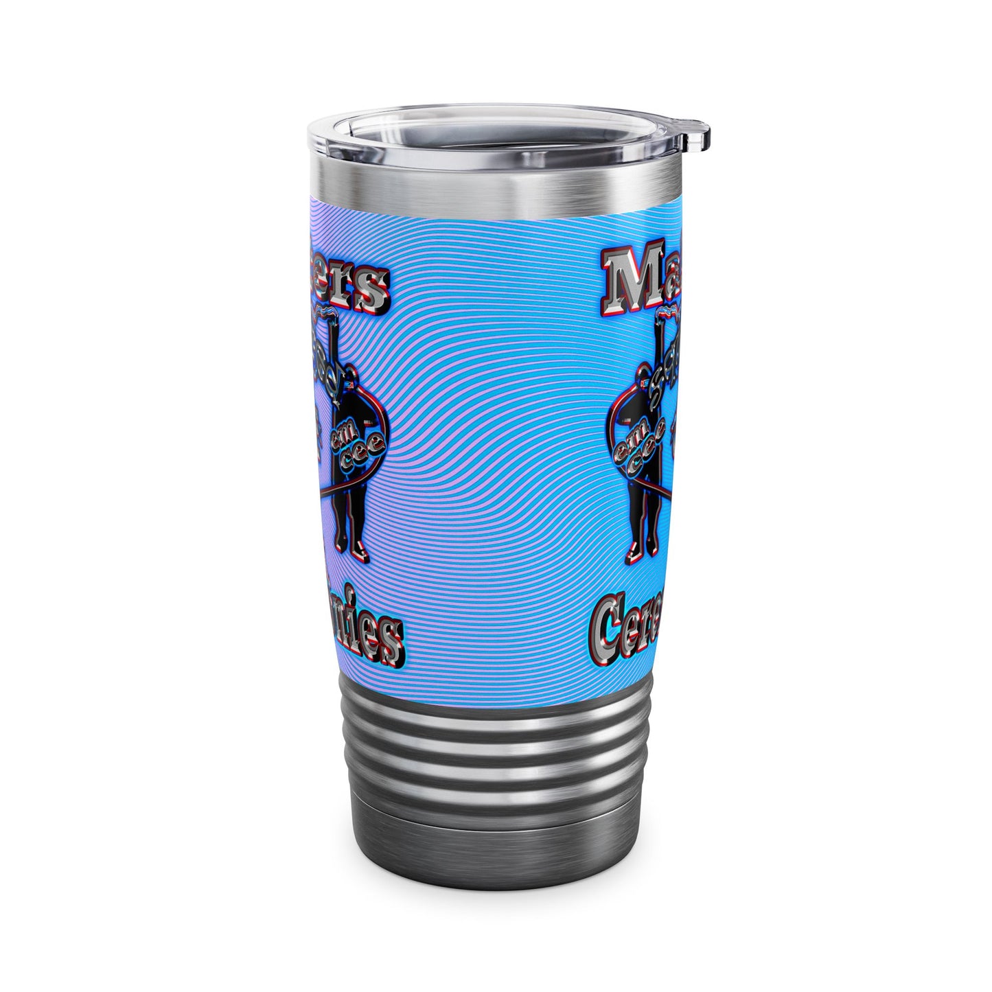 em cee squared - Ringneck Tumbler, 20oz (light blue-purple wave)