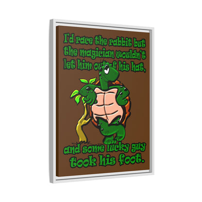 turtle race - framed canvas art (brown)