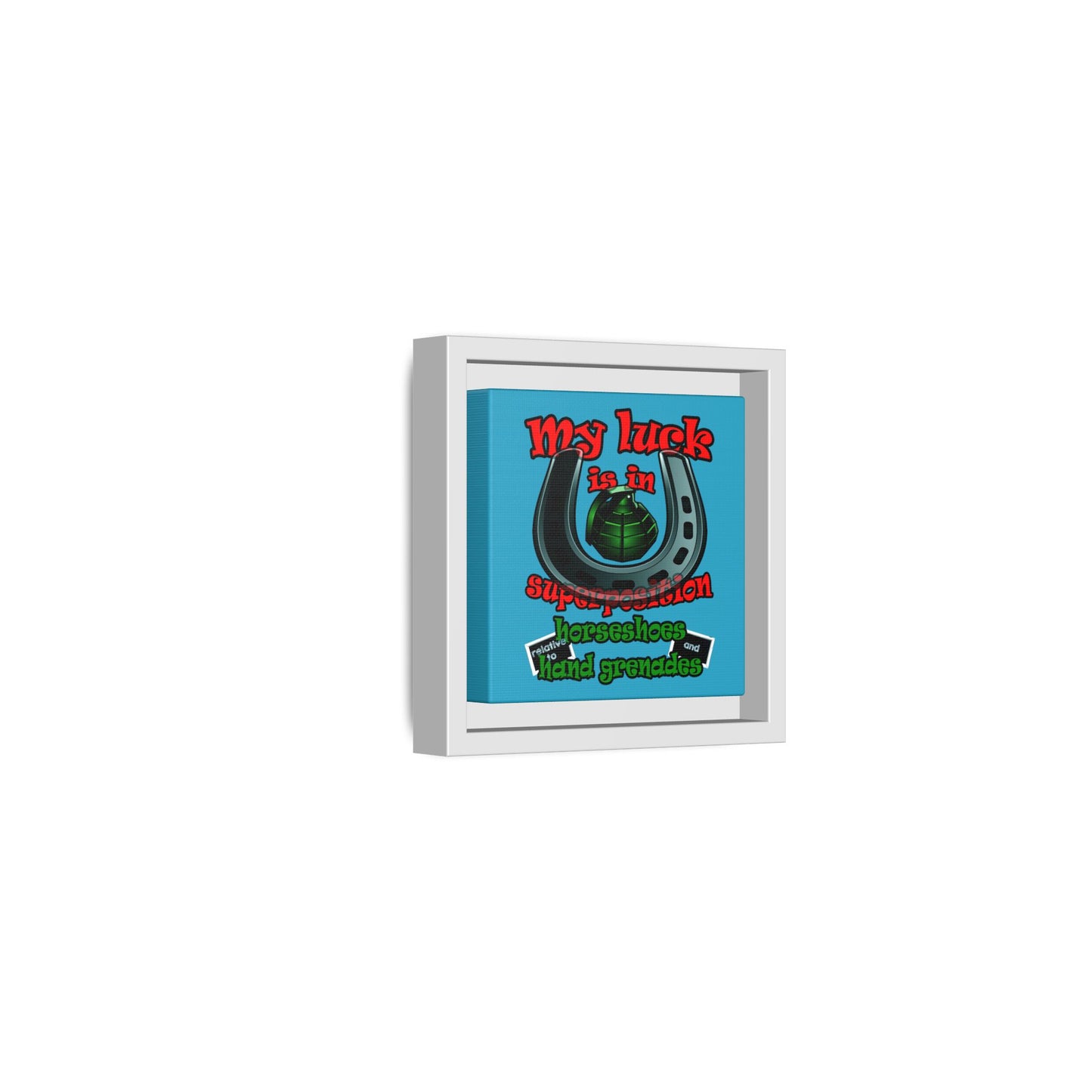 my luck - framed canvas art (turquoise)