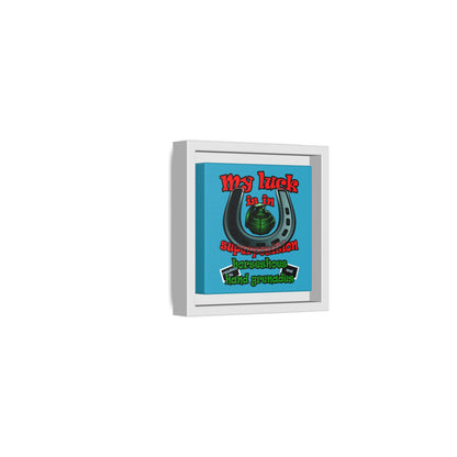my luck - framed canvas art (turquoise)