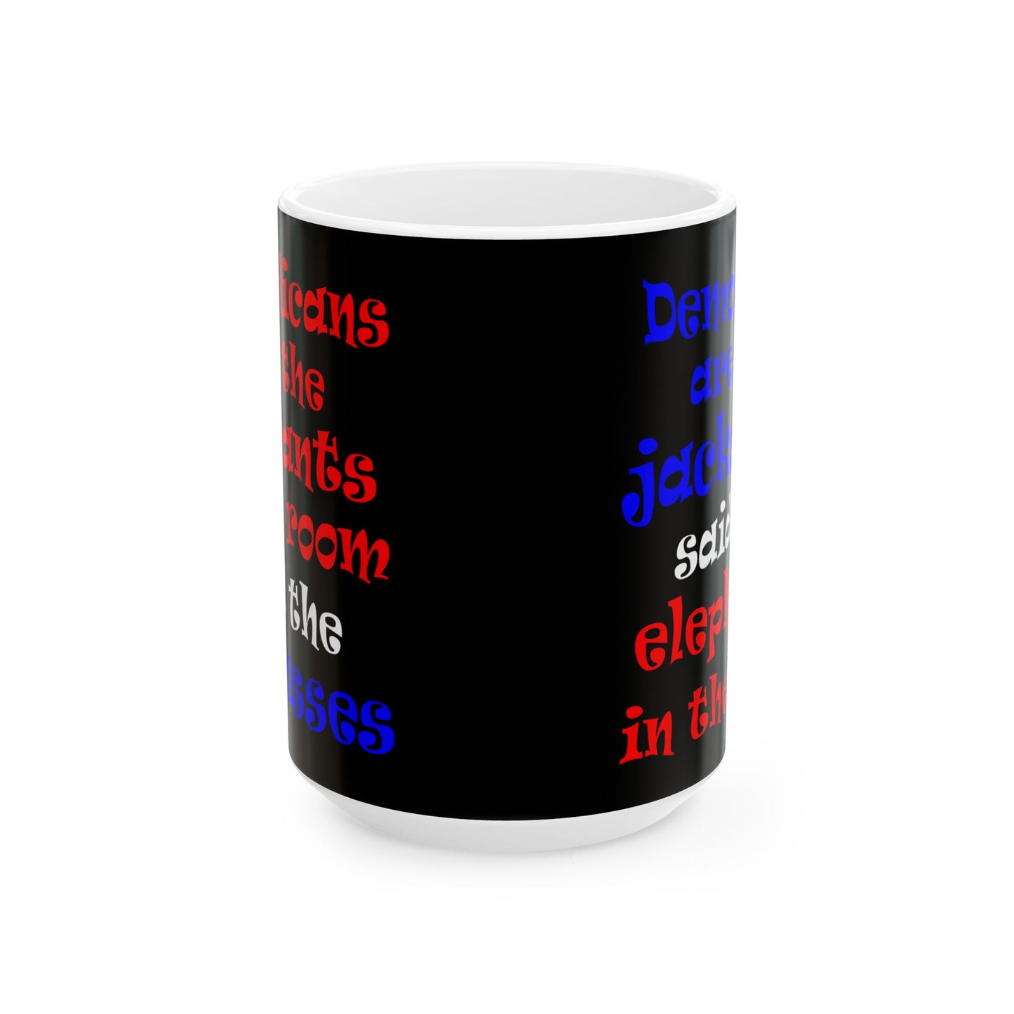 donkeys and elephants - White Mug (black)