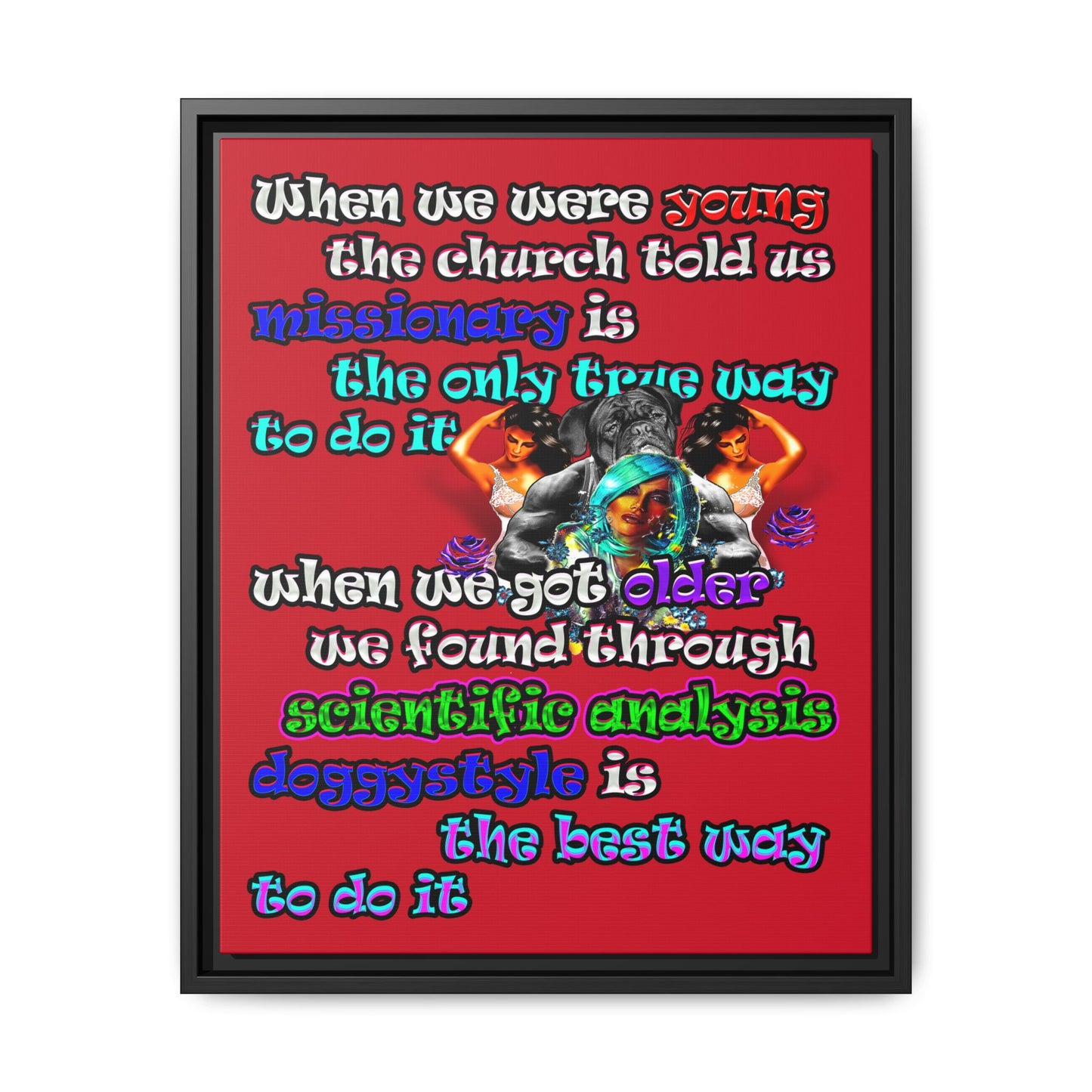 doggystyle - framed canvas art (dark red)