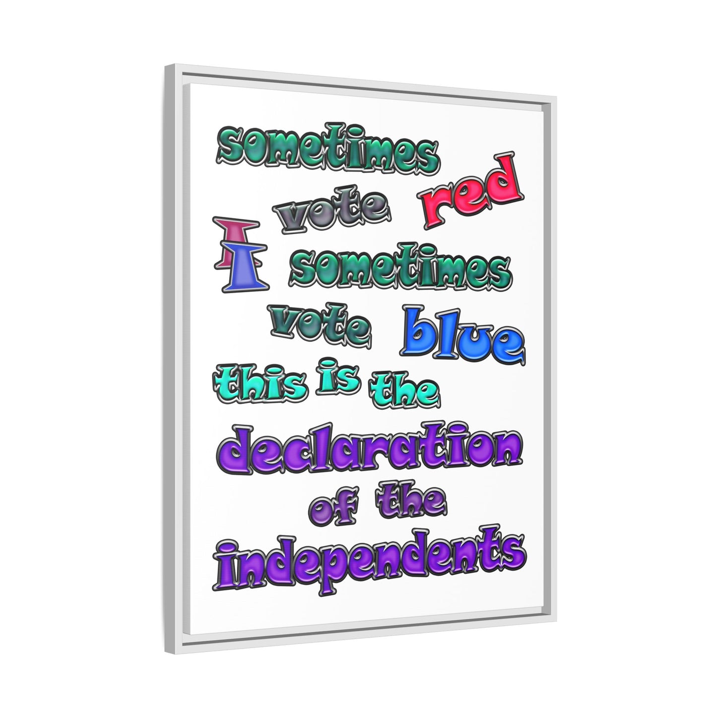declaration of the independents - framed canvas art (white)