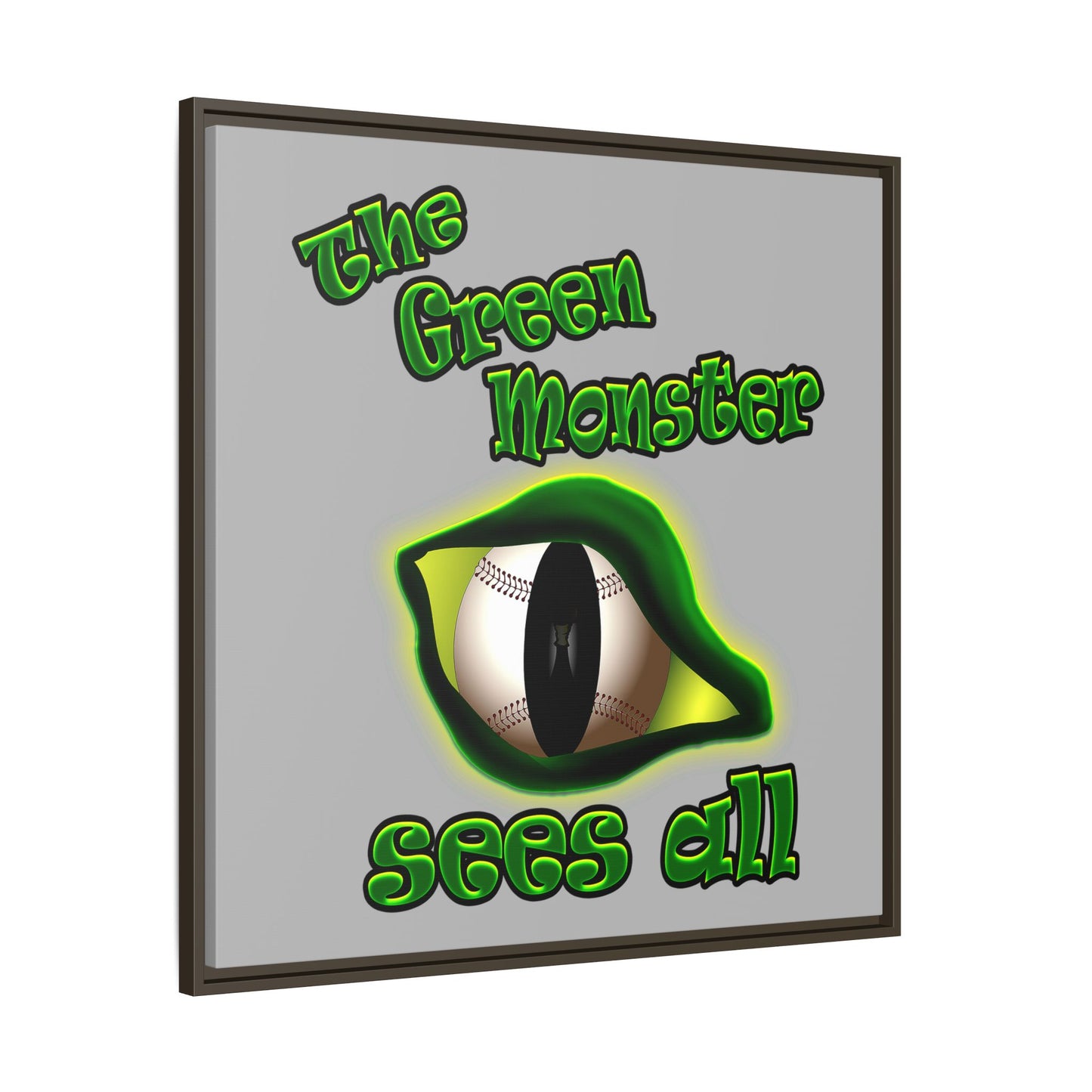 green monster - framed canvas art (light grey)