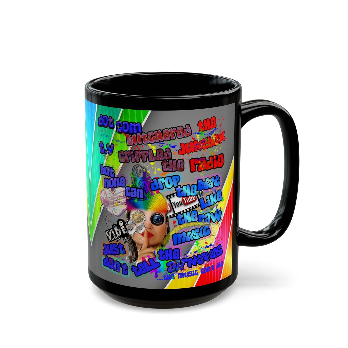 drop the beat - Black Mug (rainbow split)