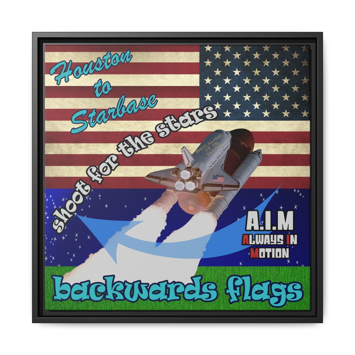 shoot for the stars - framed canvas art ('snoops' background)