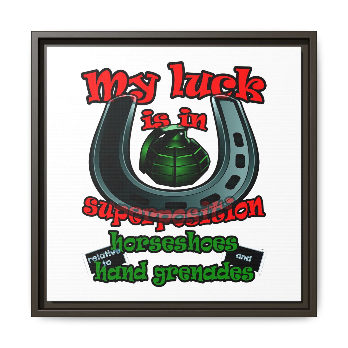 my luck - framed canvas art (white)