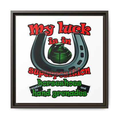 my luck - framed canvas art (white)