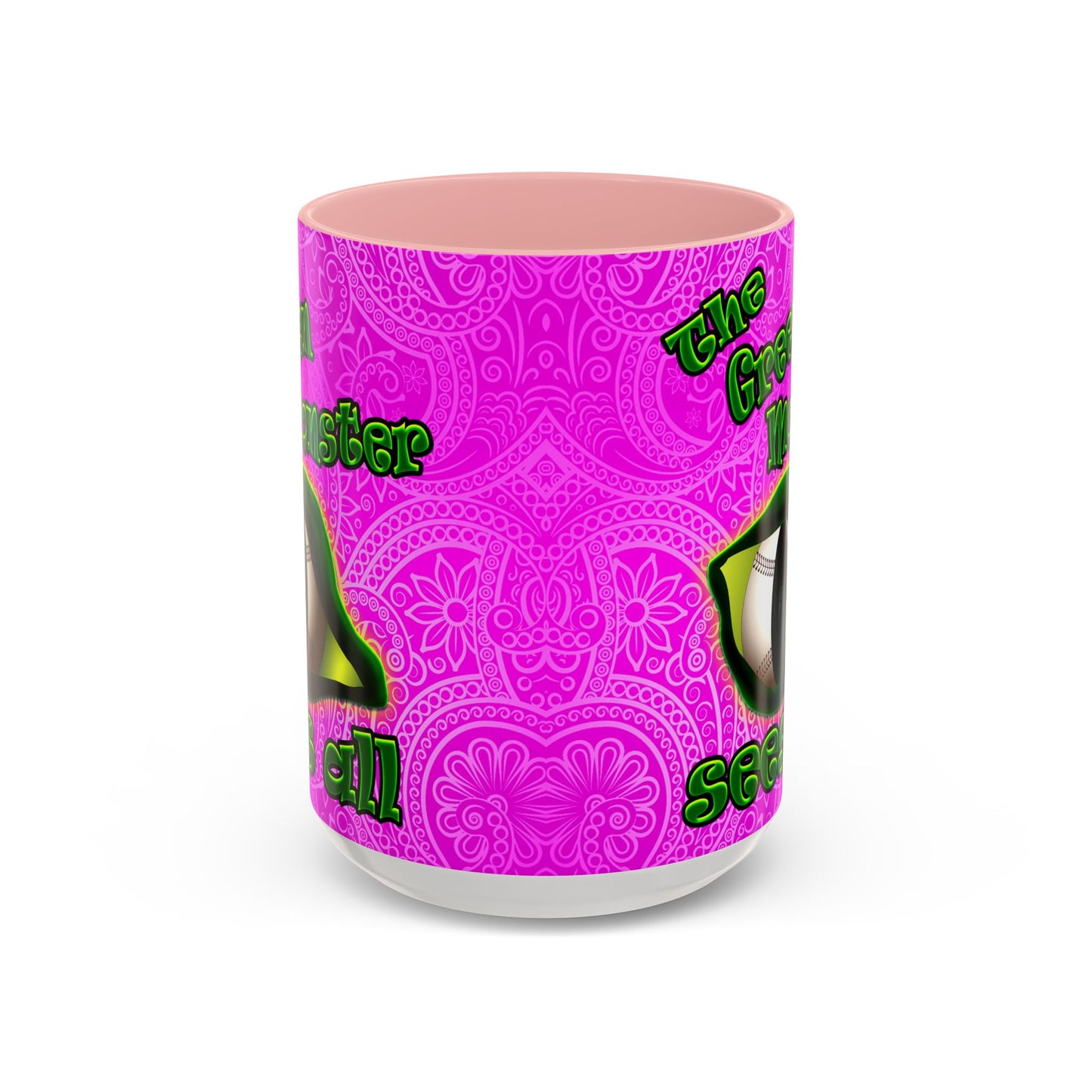 green monster - Accent Mug (pink swirl)