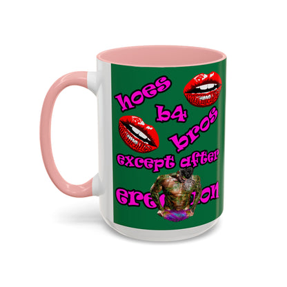 hoes b4 bros - Accent Mug (dark green)