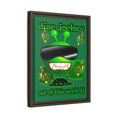 disc jockey - framed canvas art (dark green)