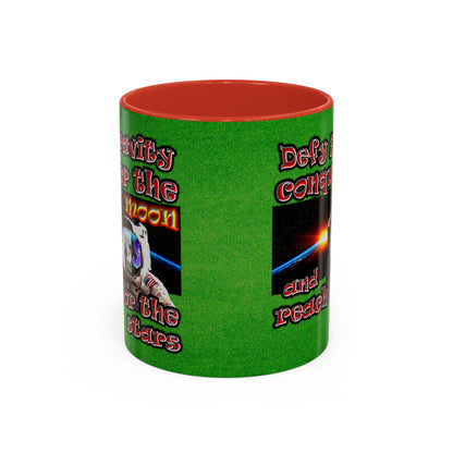 defy conquer reach - Accent Mug (green turf)