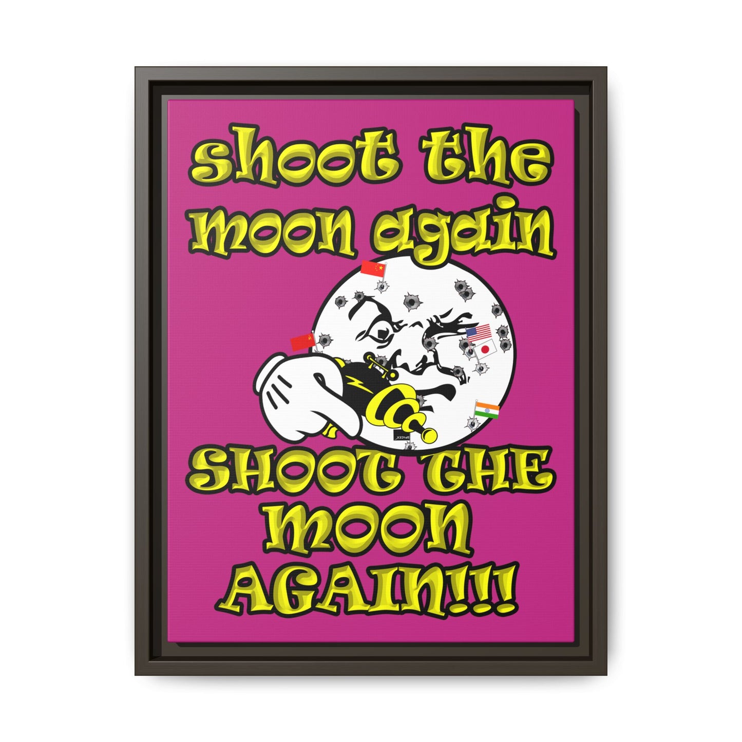 shoot the moon again - framed canvas art (pink)