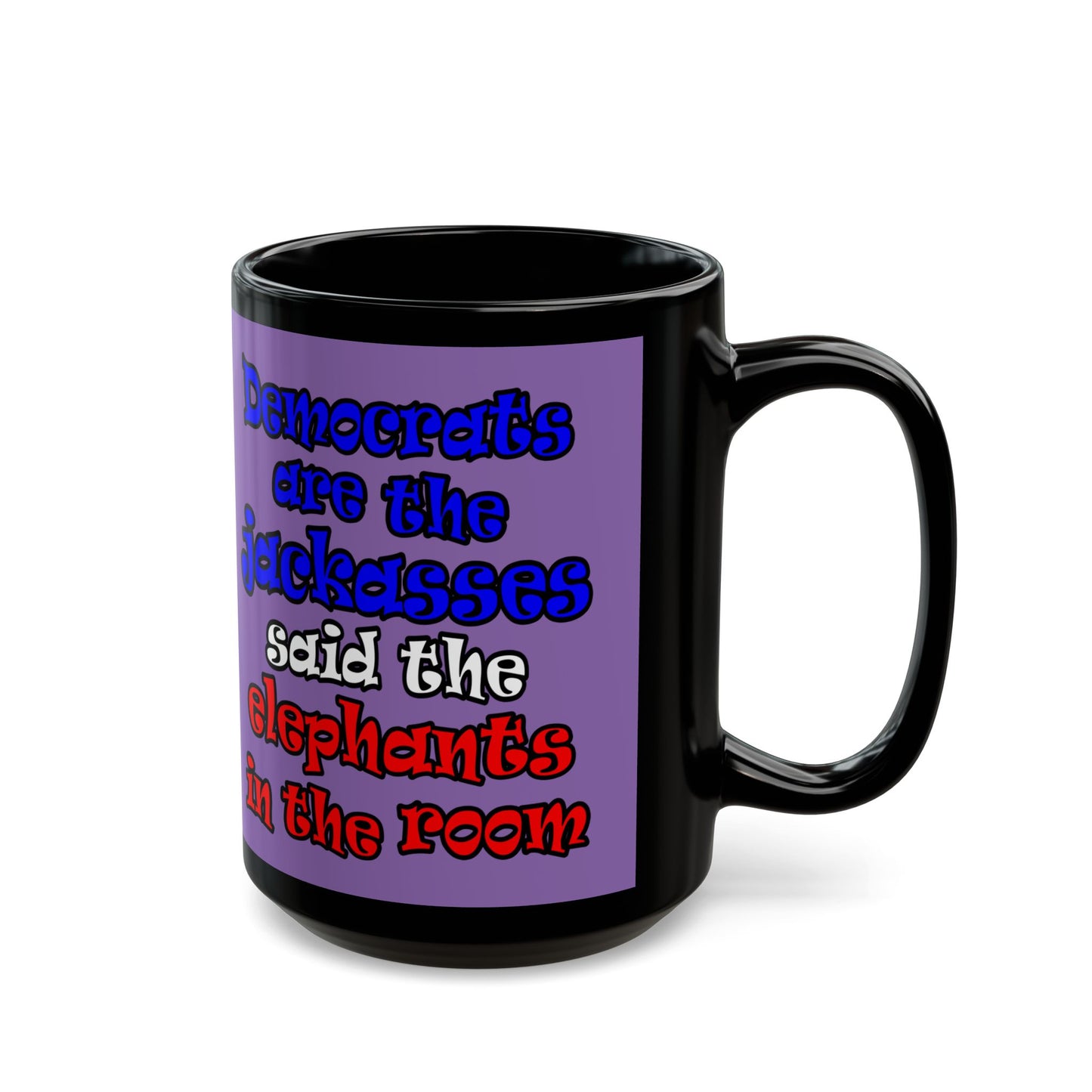 donkeys and elephants - Black Mug (light purple)