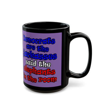 donkeys and elephants - Black Mug (light purple)
