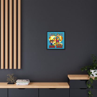love peace - framed canvas art (turquoise)