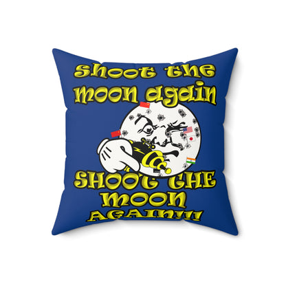 shoot the moon again - Faux Suede Square Pillow - (dark blue)