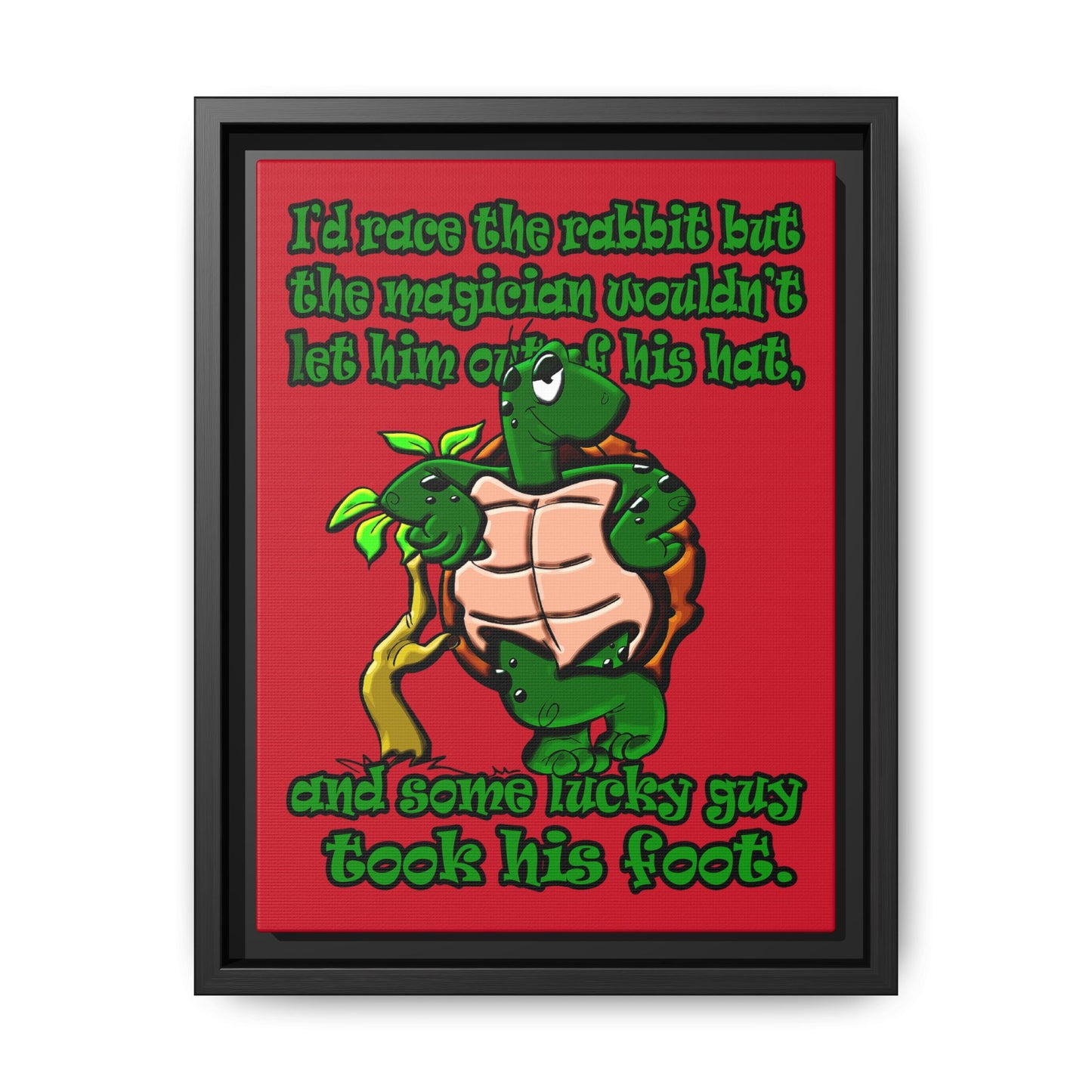 turtle race - framed canvas art (dark red)