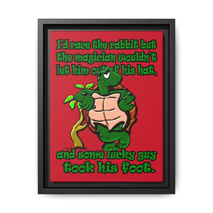 turtle race - framed canvas art (dark red)