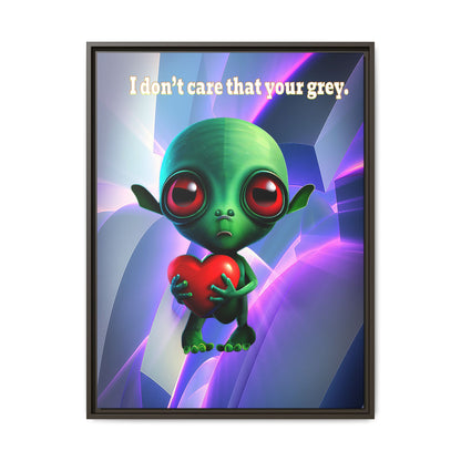 I don't care that your grey - framed canvas art (grey-pink wave)